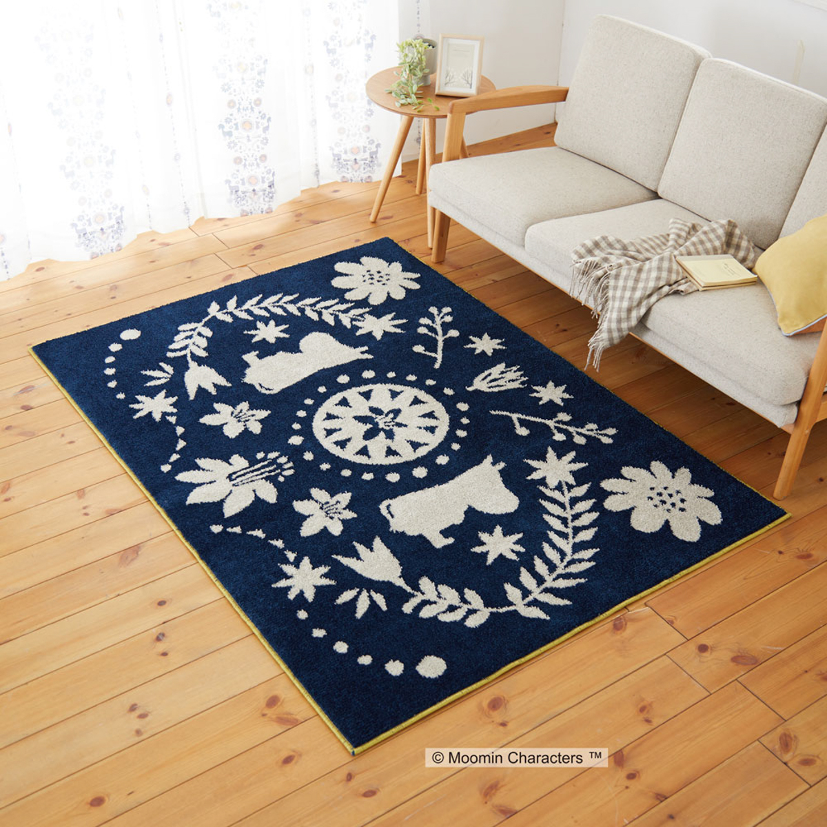 MOOMIN ラグ フォークライン ネイビー 130×185cm