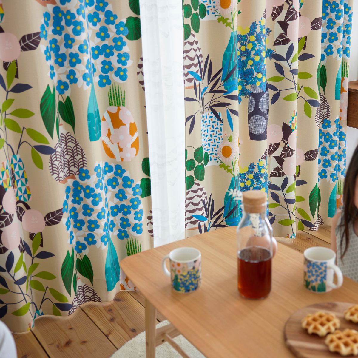 遮光カーテン/ドレープ　FLOWER POT 100×135cm (1枚入り)