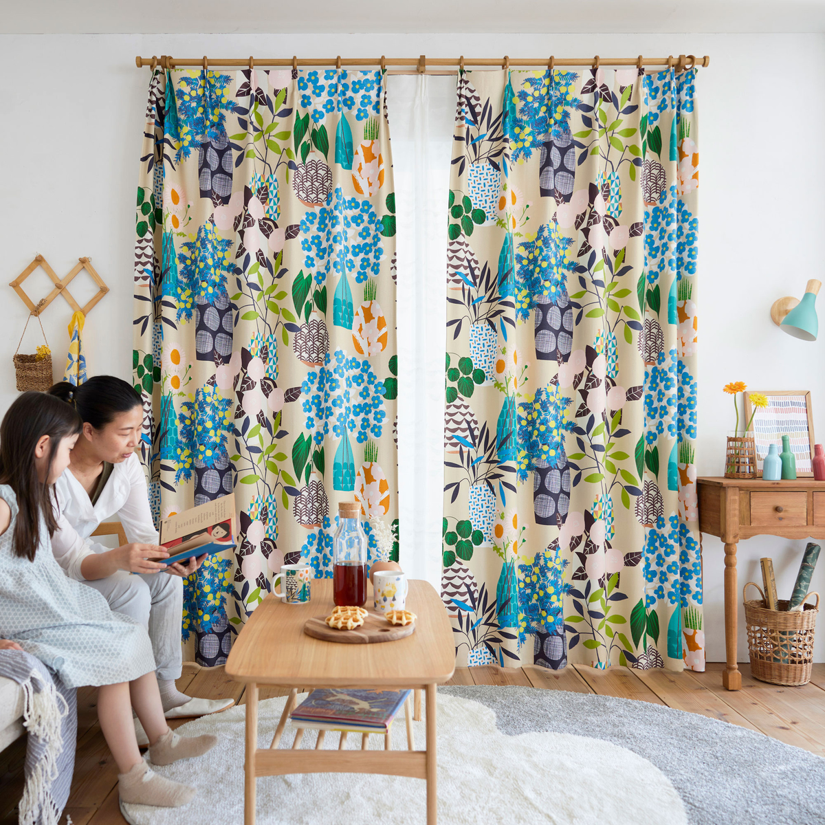 遮光カーテン/ドレープ　FLOWER POT 100×178cm (1枚入り)