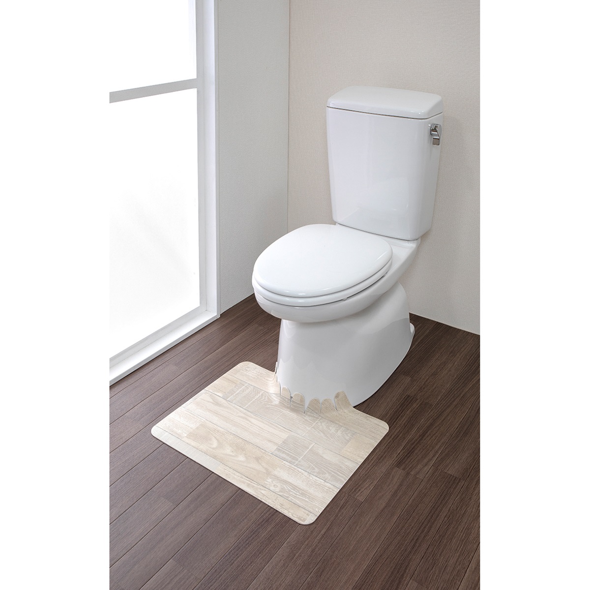 吸着拭けるフロアトイレマットウッド　ショート