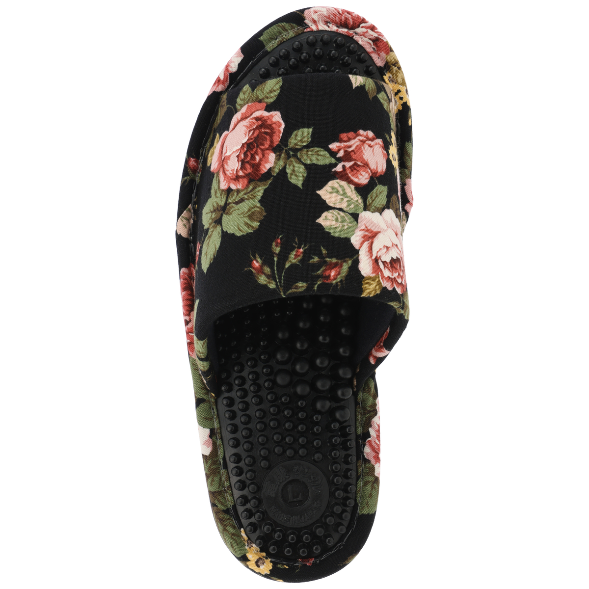 花柄左右付き健康サンダル　RK-23A-20　ブラック　L