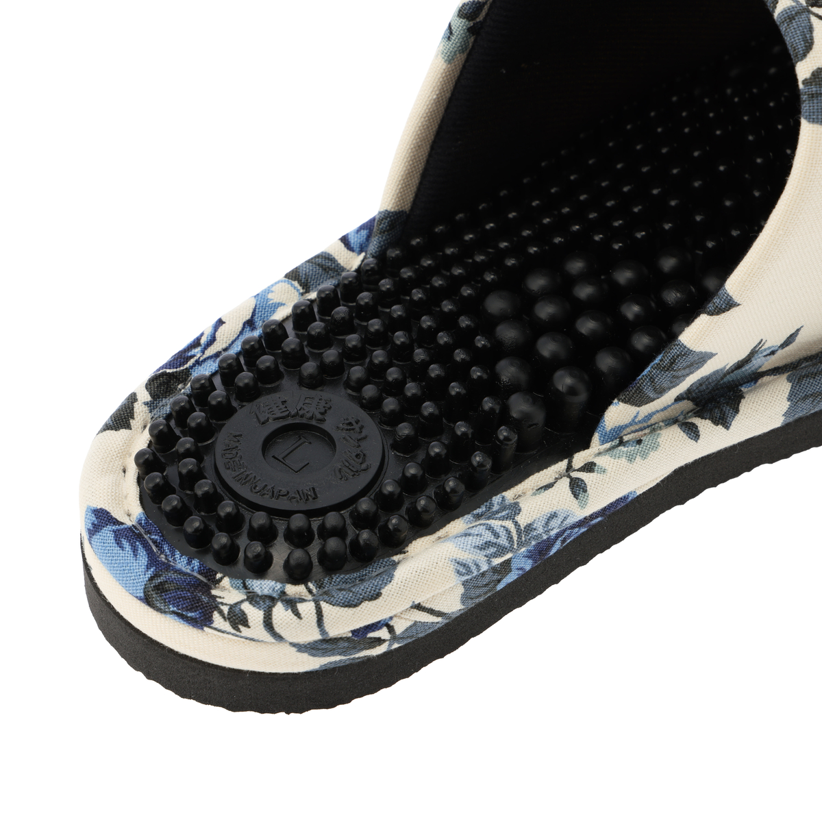 花柄左右付き健康サンダル　RK-23A-20　ホワイト/ブルー　L