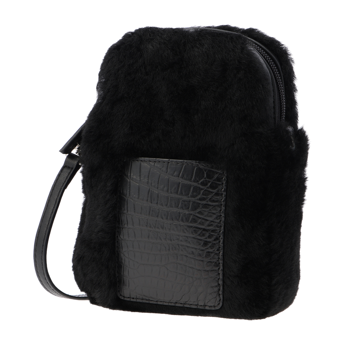 【サンポー】ムートン×クロコダイル 携帯ポシェット