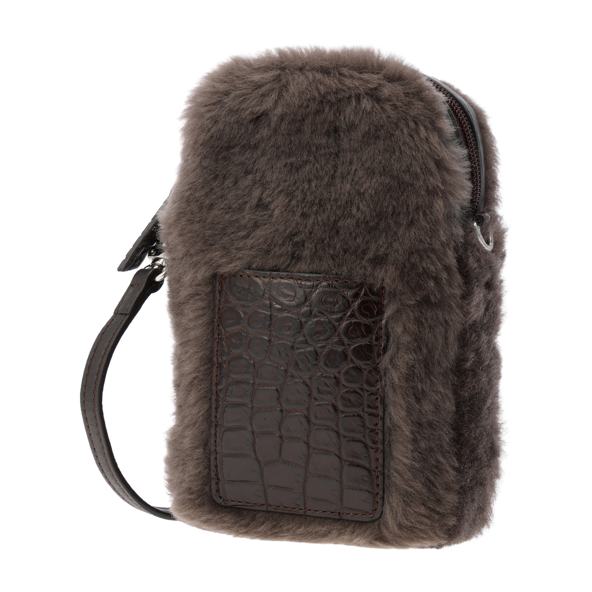 【サンポー】ムートン×クロコダイル 携帯ポシェット
