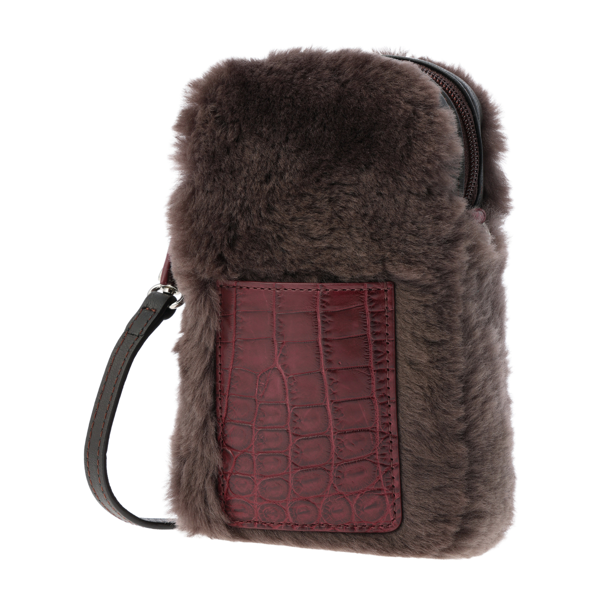 【サンポー】ムートン×クロコダイル 携帯ポシェット
