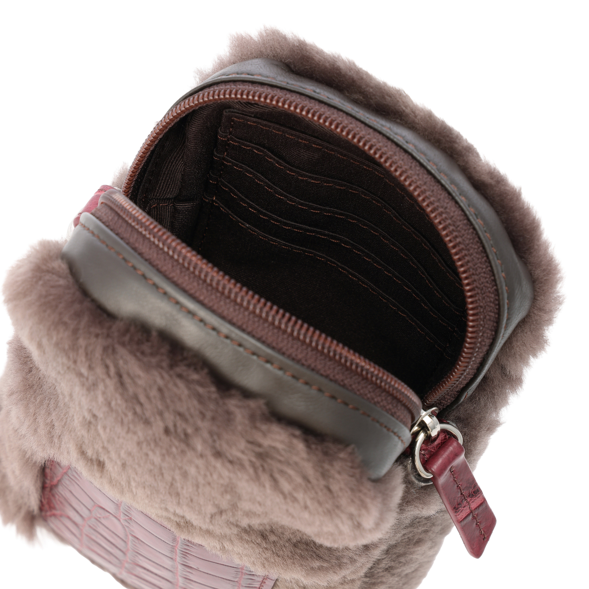 【サンポー】ムートン×クロコダイル 携帯ポシェット