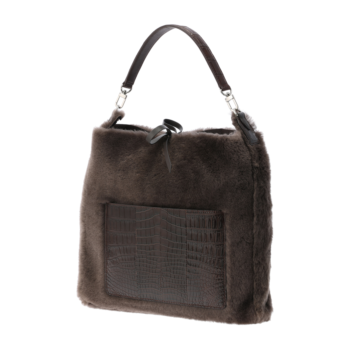 【サンポー】ムートン×クロコダイル リバーシブルバッグ