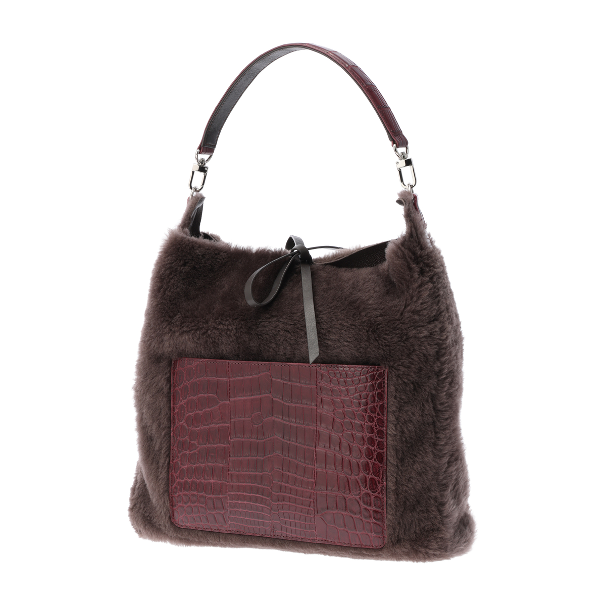 【サンポー】ムートン×クロコダイル リバーシブルバッグ