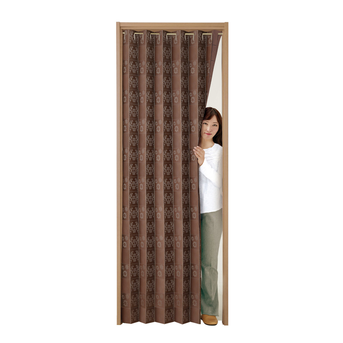 間仕切りサッとパタパタ省エネカーテン 花柄 265cm