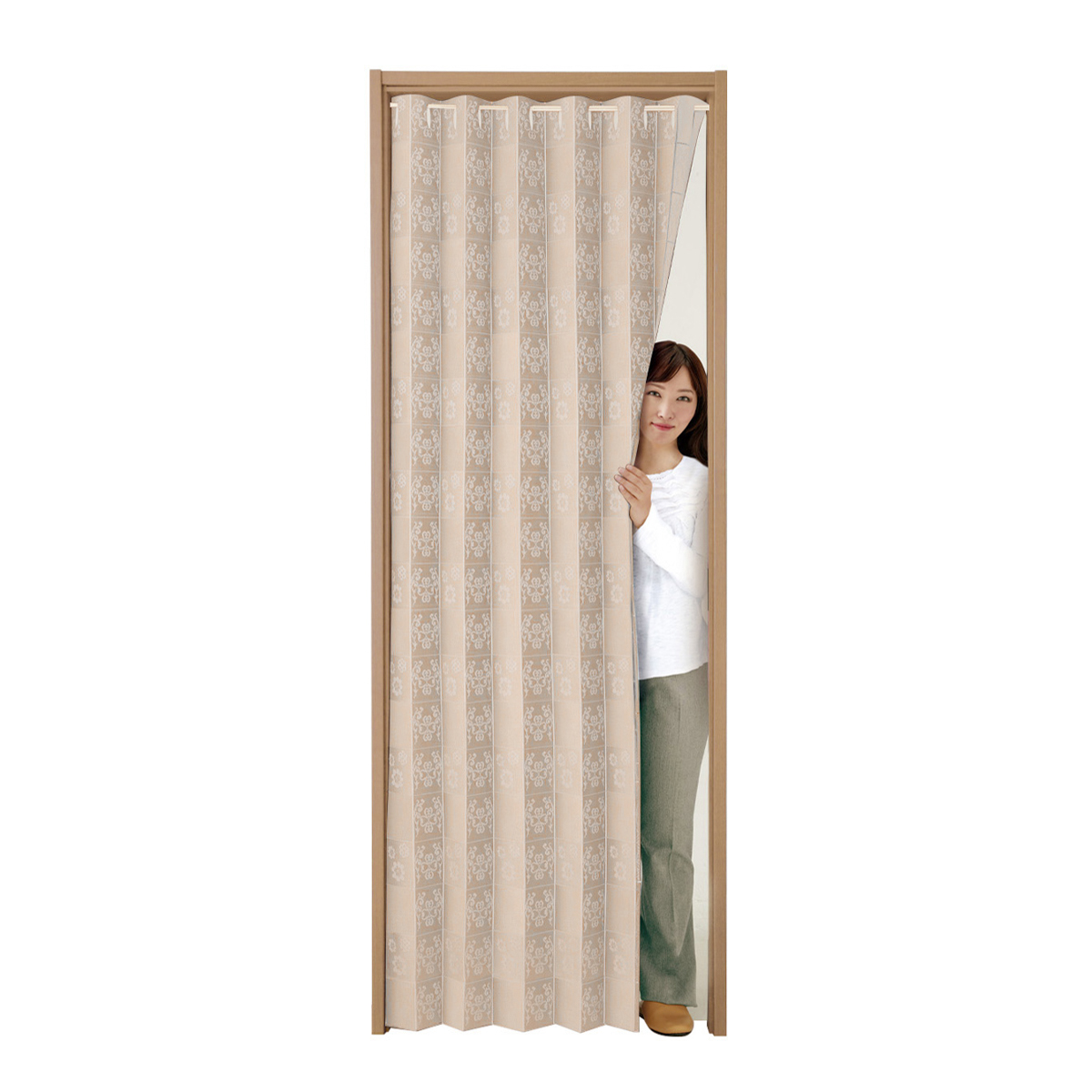 間仕切りサッとパタパタ省エネカーテン 花柄 265cm
