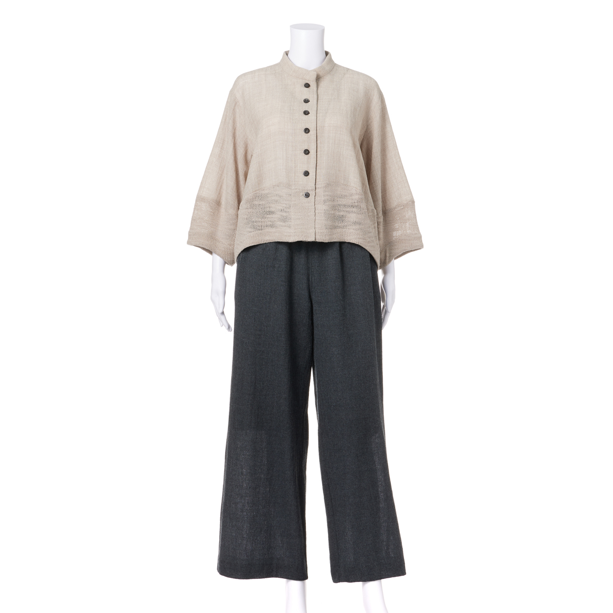 [kumi(クミ)]ウールガーゼ異素材切替パンツ