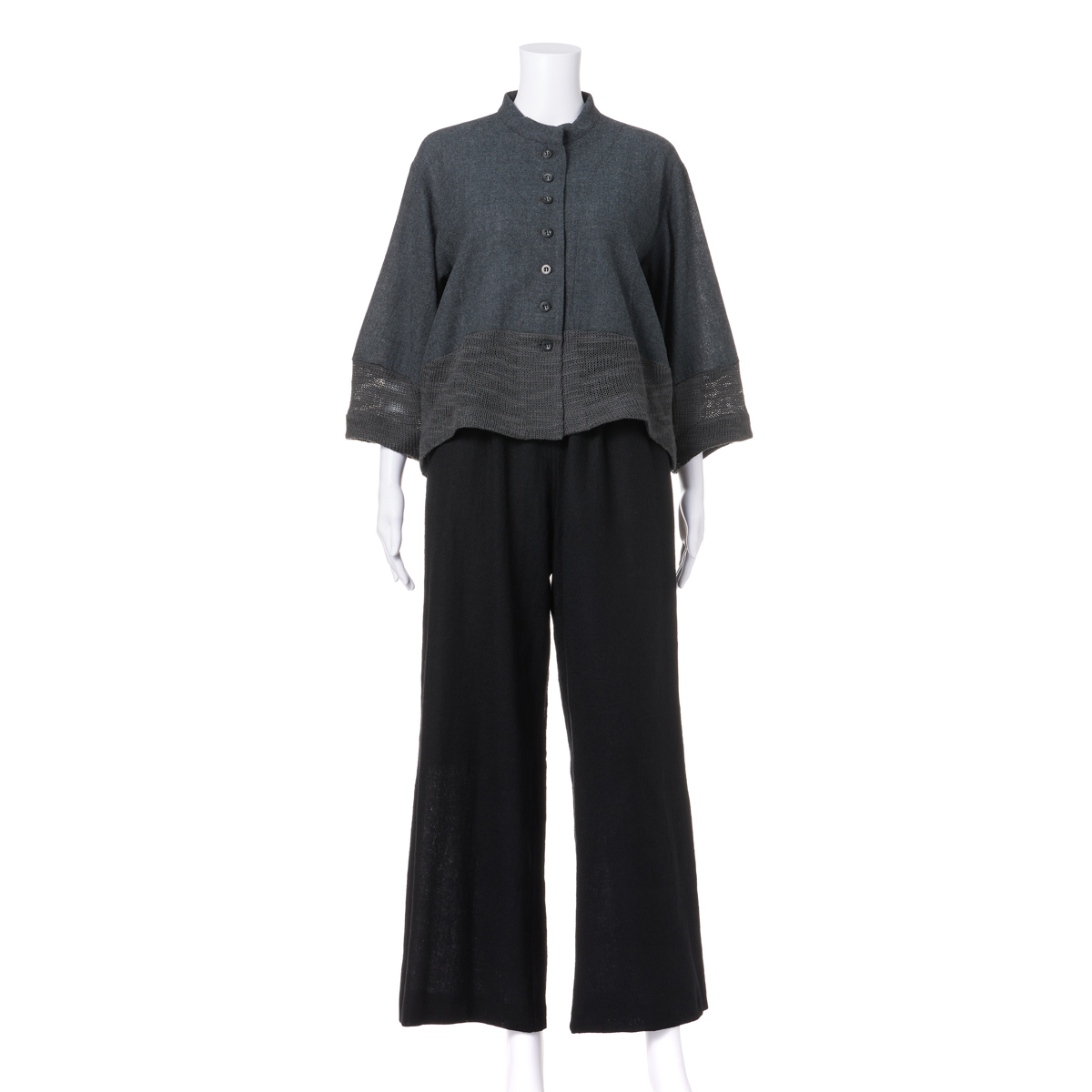 [kumi(クミ)]ウールガーゼ異素材切替パンツ