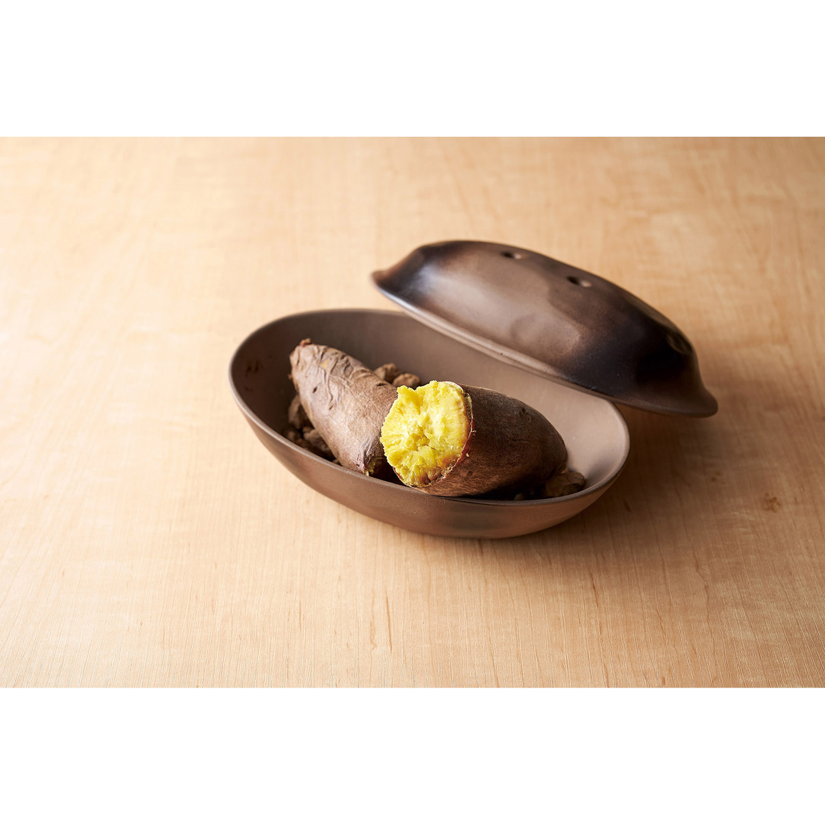 電子レンジでほくほく石焼いも鍋（石付）陶器