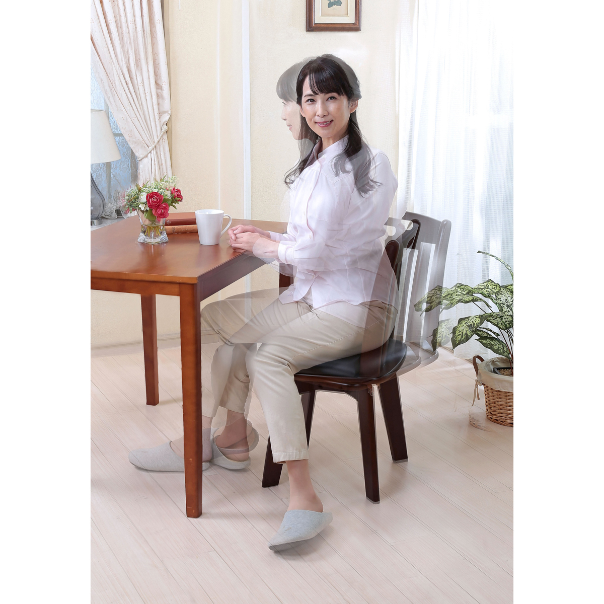 【直送】天然木回転チェア　2脚組