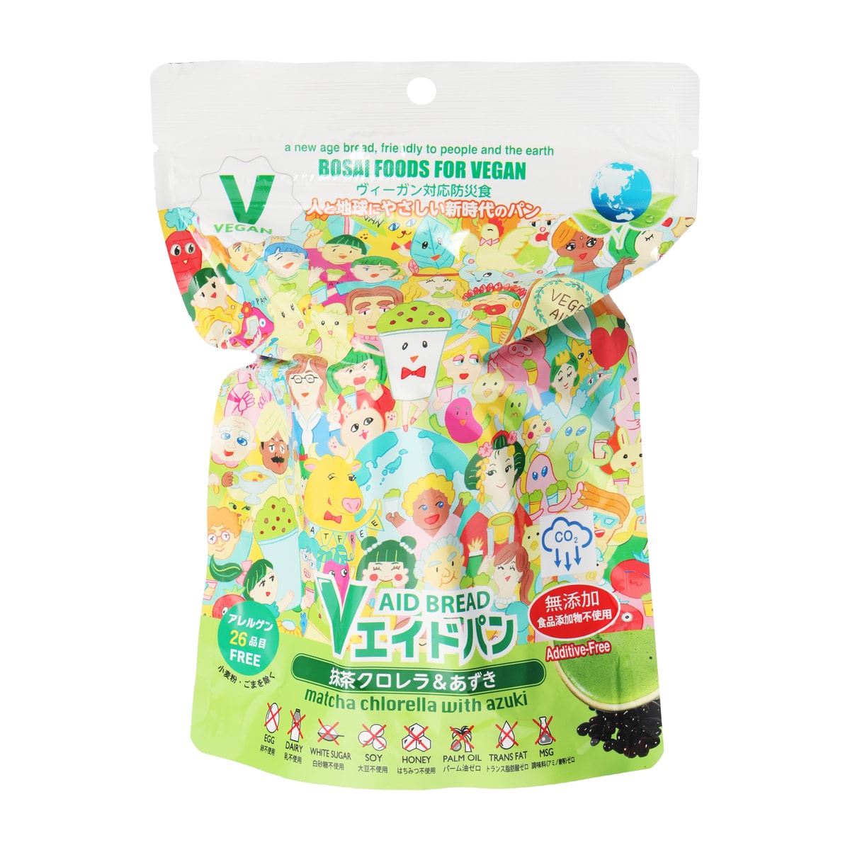 長期保存で防災食にも！Vエイドパン 抹茶クロレラ＆あずき(紙コップ