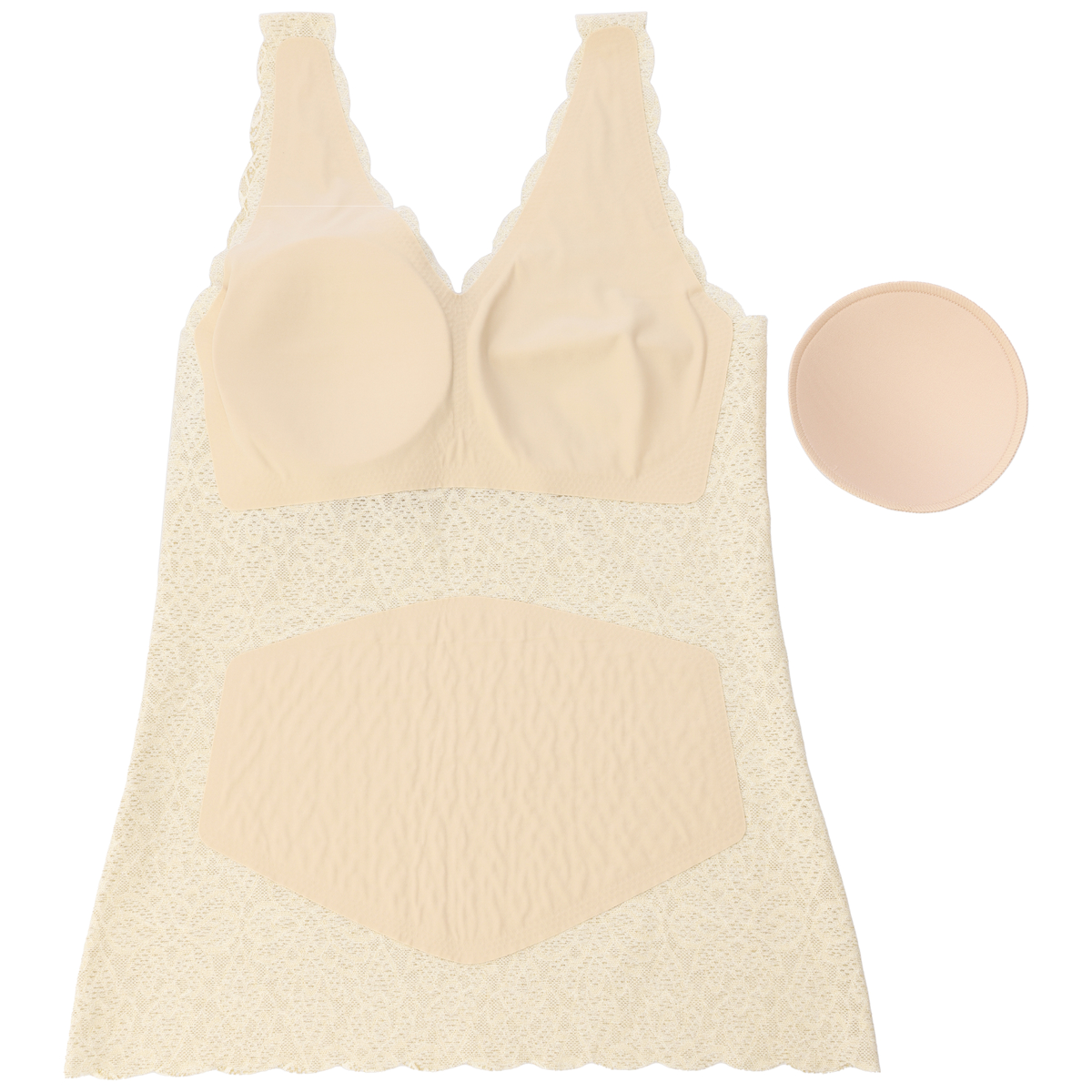 完全無縫製ソフトサポートレースカップ付タンクトップ