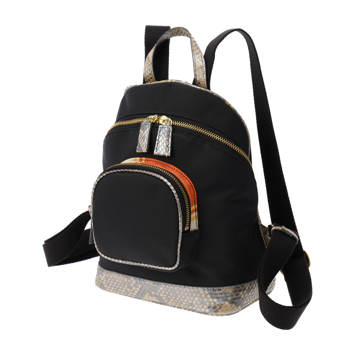 ナイロン×パイソンコンビ　ミニリュック