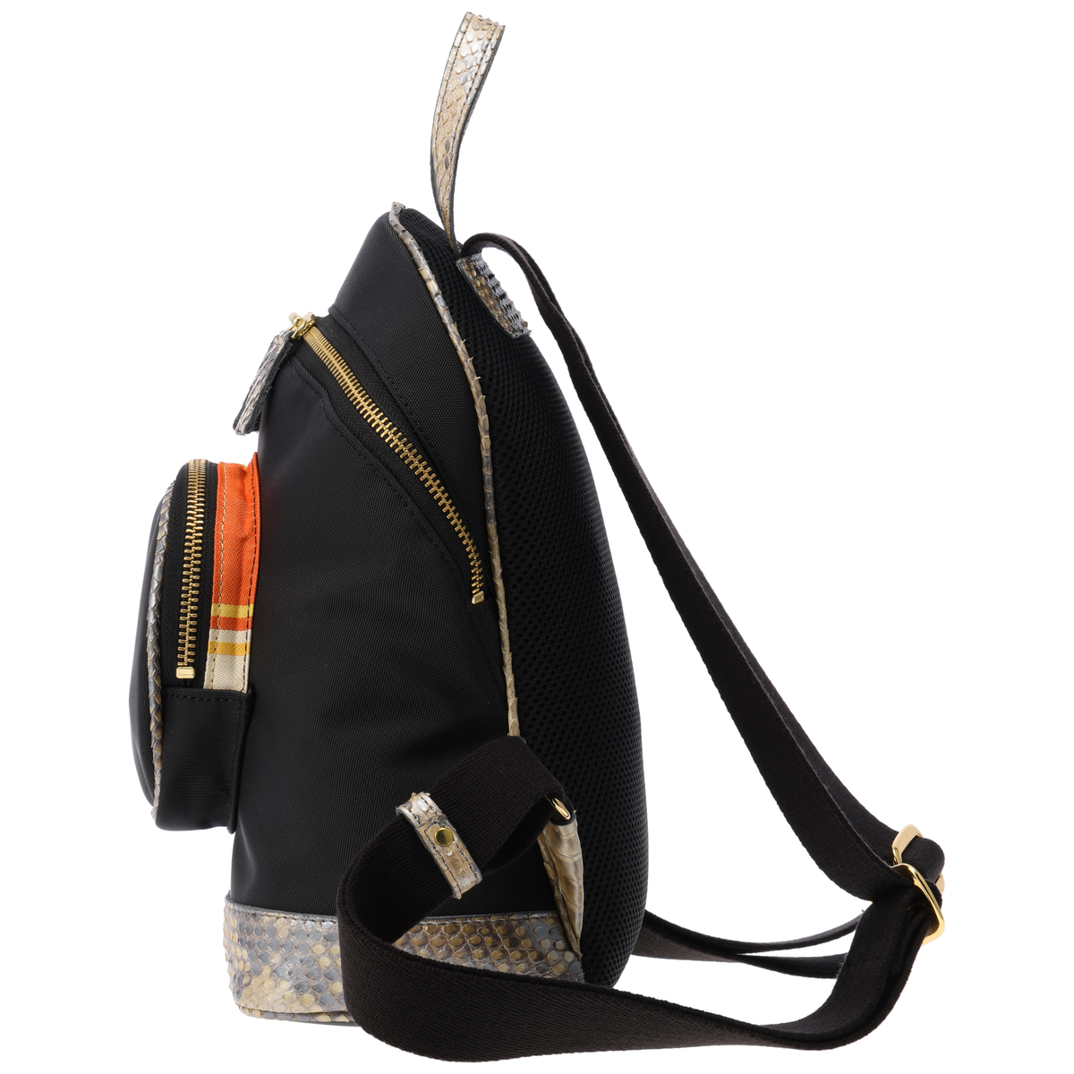 ナイロン×パイソンコンビ　ミニリュック