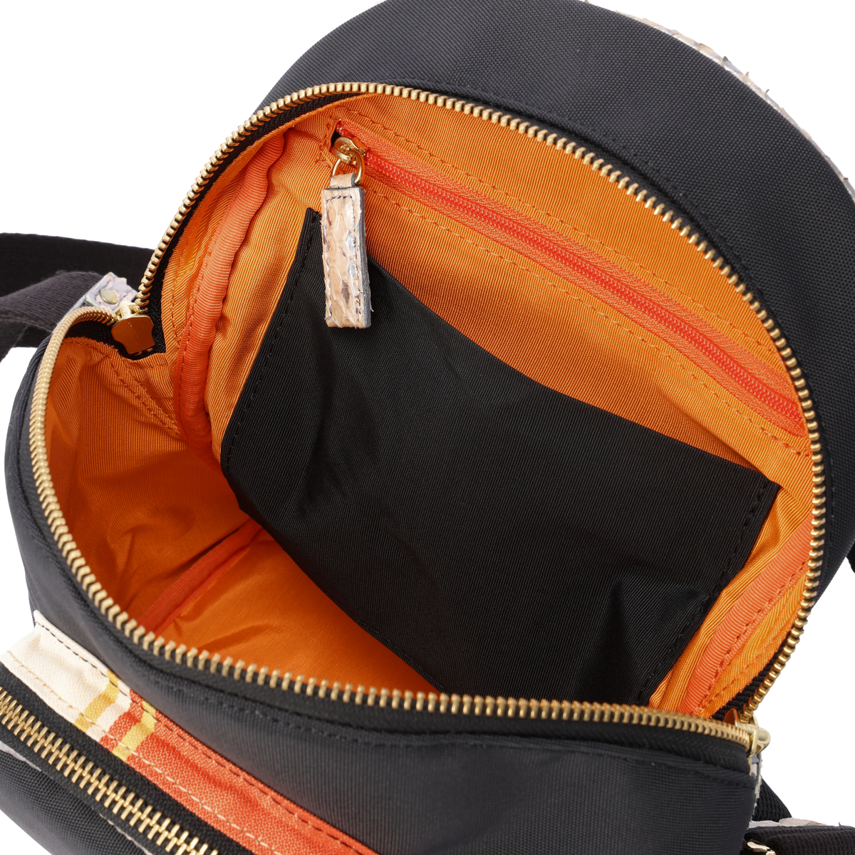 ナイロン×パイソンコンビ　ミニリュック