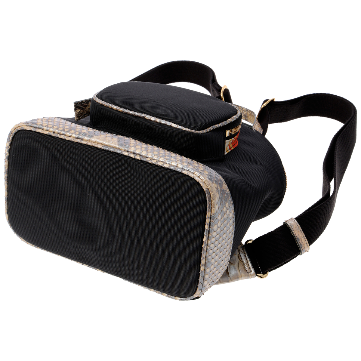 ナイロン×パイソンコンビ　ミニリュック