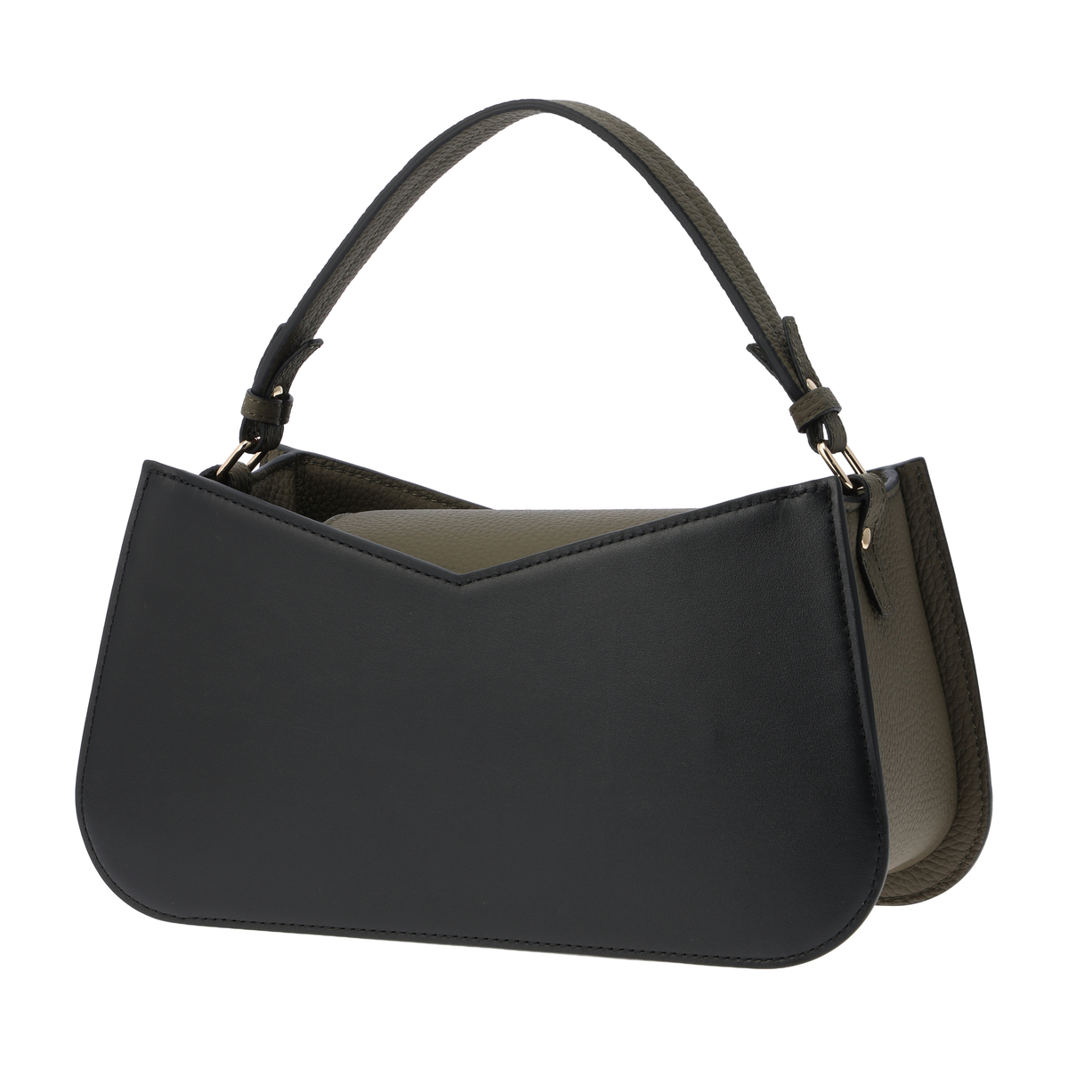 牛革Vカットハンドバッグ