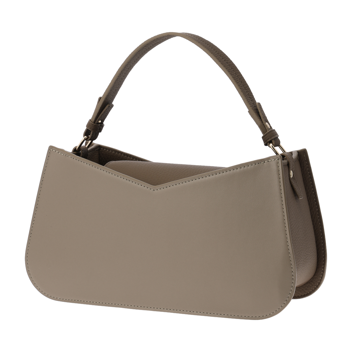 牛革Vカットハンドバッグ