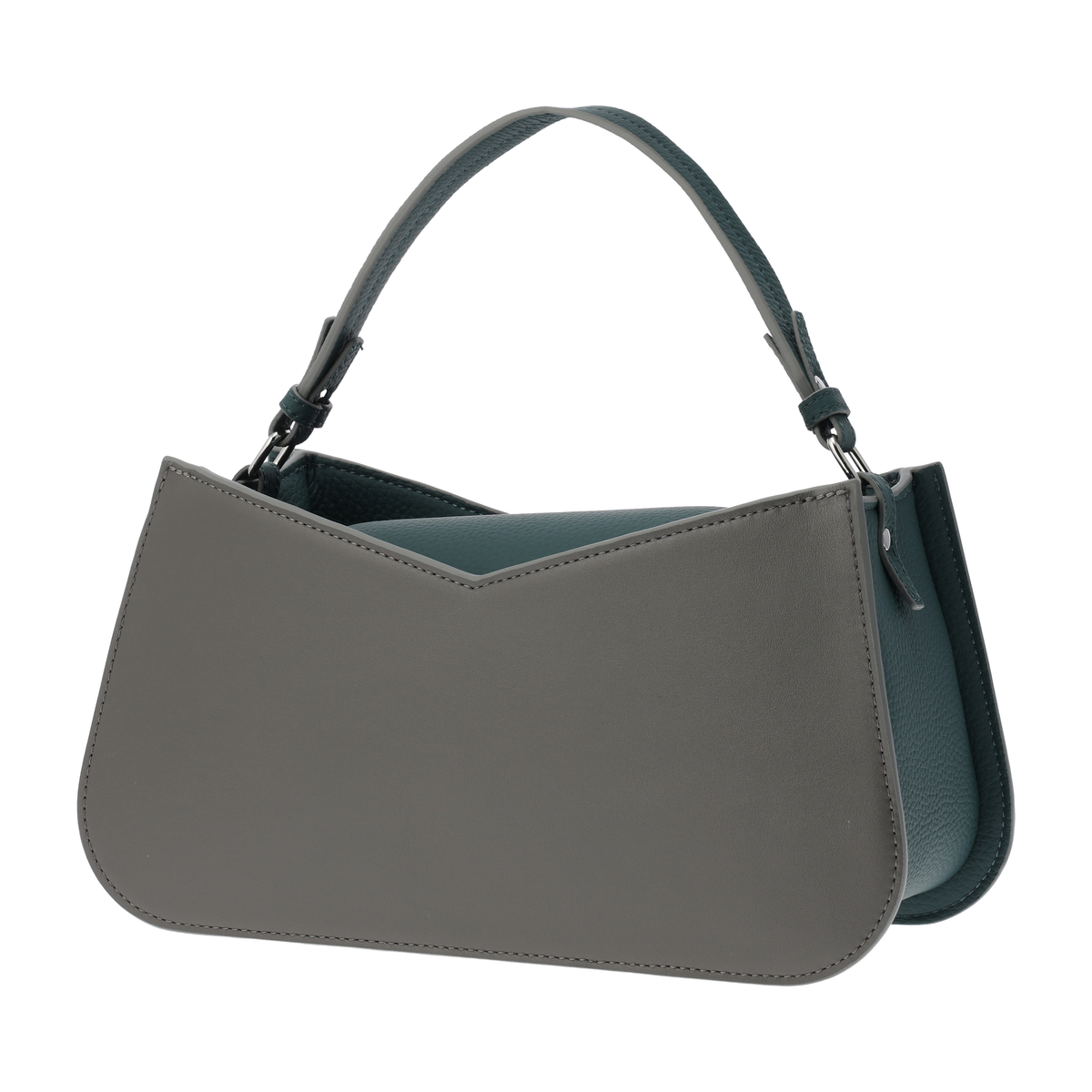 牛革Vカットハンドバッグ