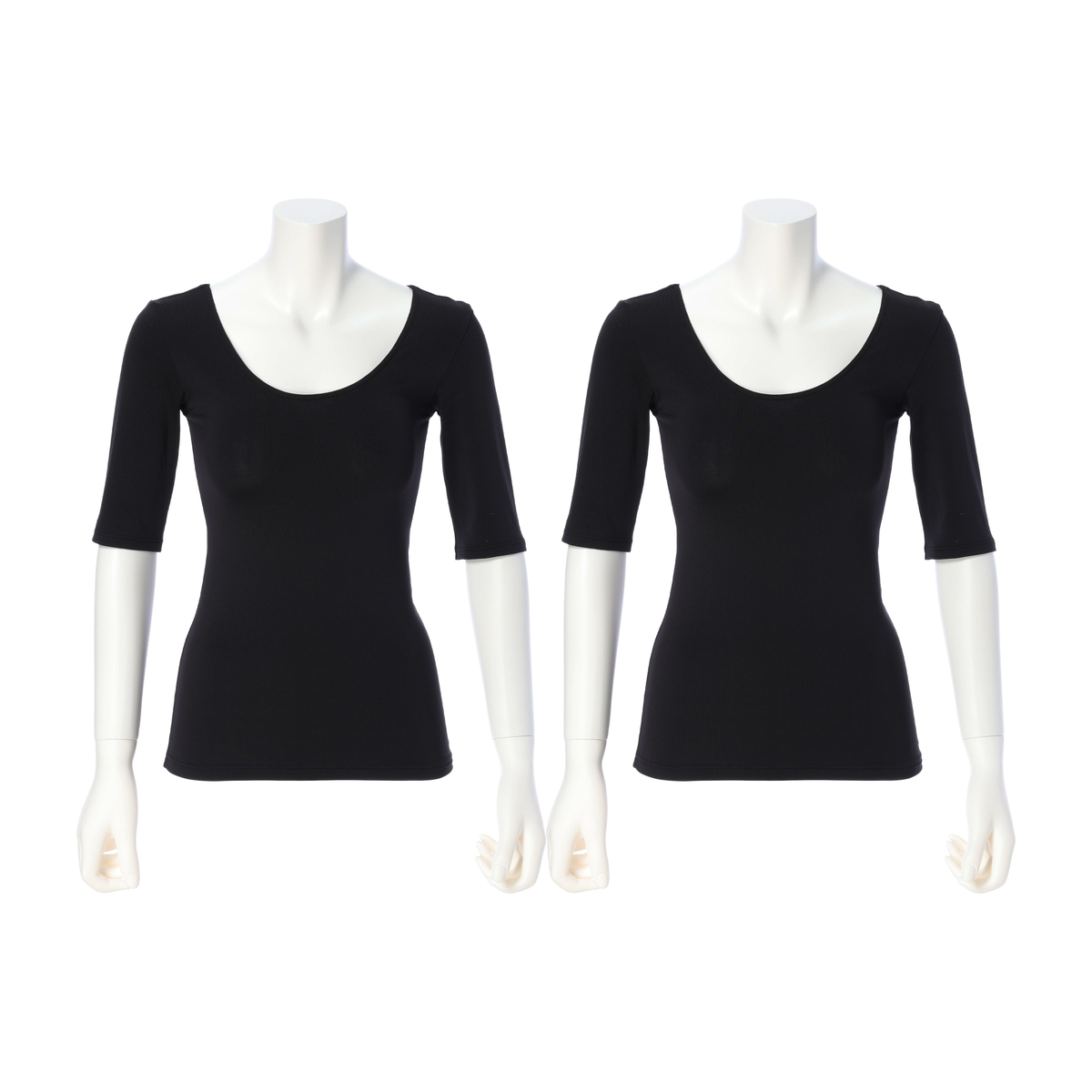 ふわぬく裏起毛インナー５分袖　２枚組