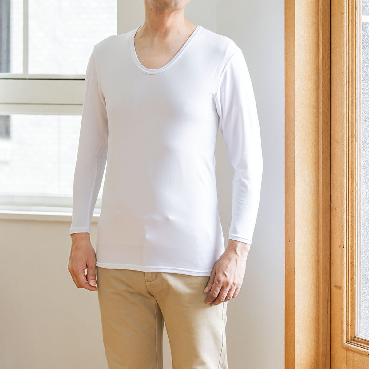 メンズ　ふわぬく裏起毛インナー長袖　２枚組