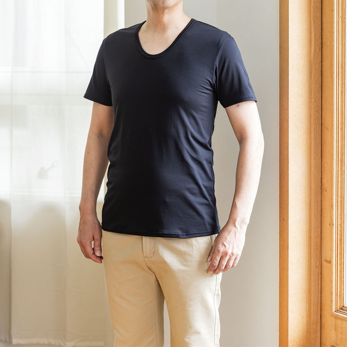 メンズ　ふわぬく裏起毛インナー半袖　２枚組