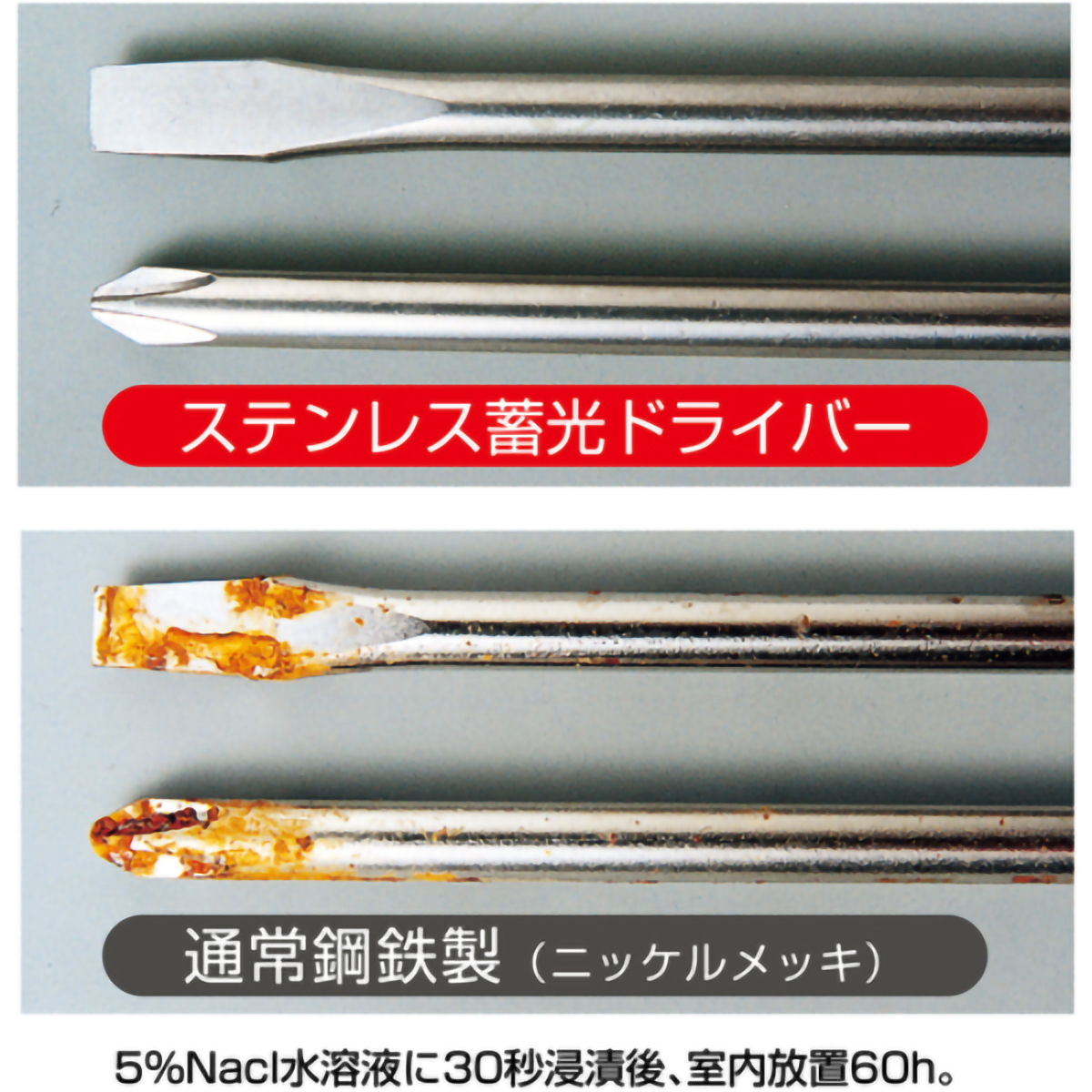 ステンレス製　蓄光　ドライバー　－８×１５０