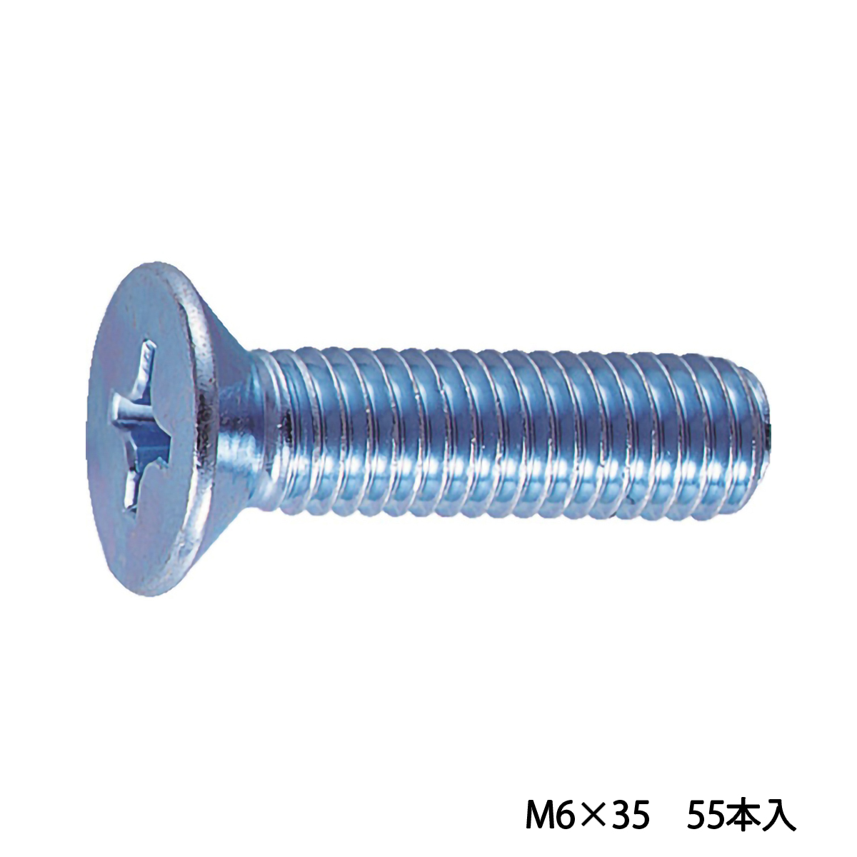 皿頭小ねじ　ユニクロ　全ネジ　Ｍ６×３５　５５本入