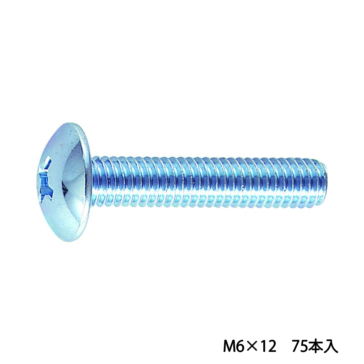 トラス頭小ねじ　ユニクロ　全ネジ　Ｍ６×１２　７５本入