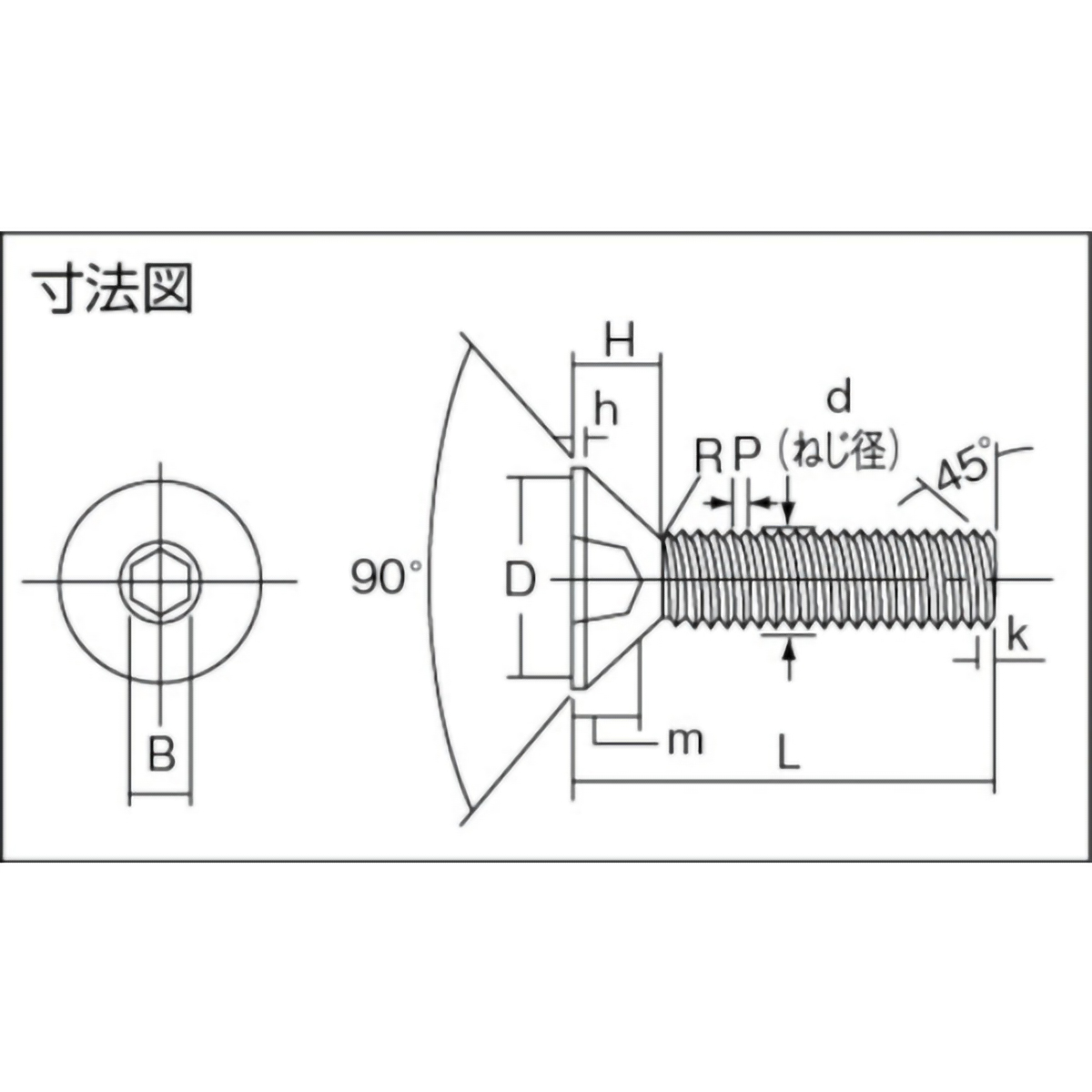 六角穴付皿ボルト　黒染め　全ネジ　Ｍ１０×２０　１９本入