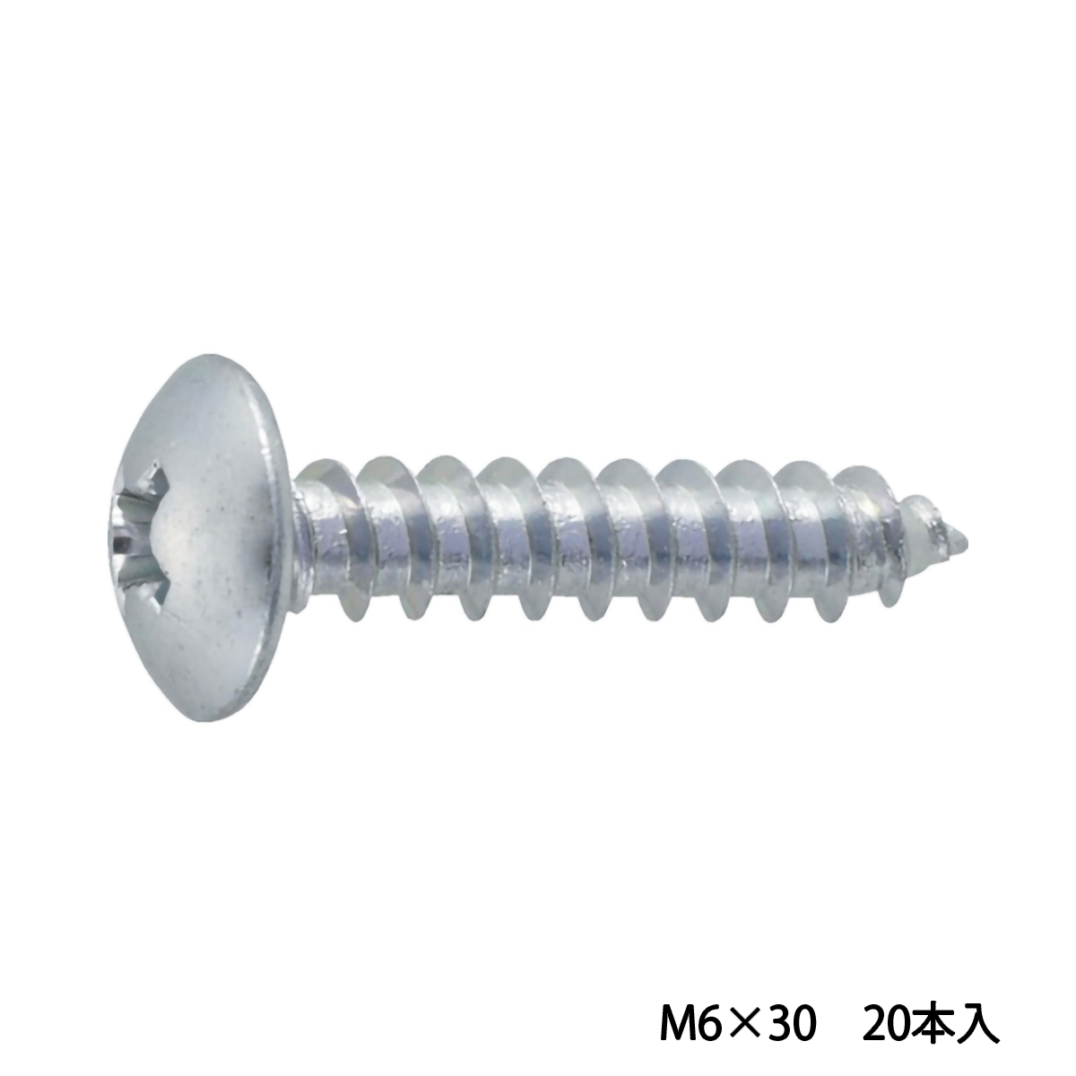 トラス頭タッピングねじ　１種Ａ　三価　白　Ｍ６×３０　２０本入