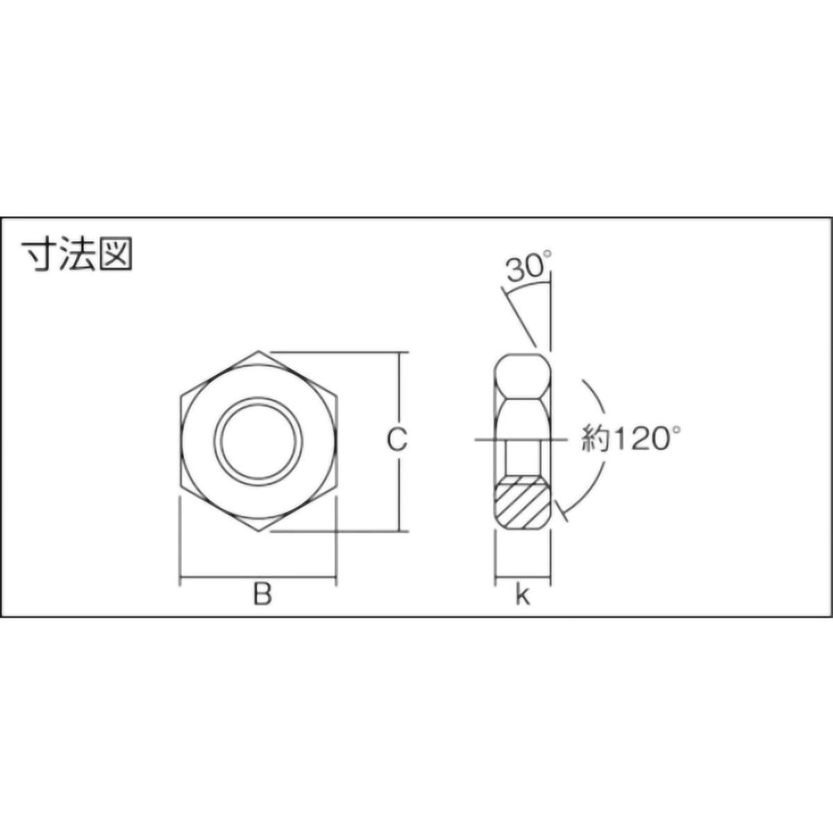 六角ナット３種　三価　白　Ｍ４×０．７　１２０個入
