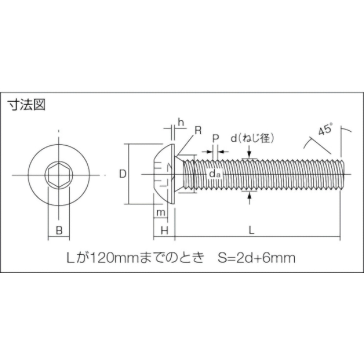六角穴付ボタンボルト　三価　白　全ネジ　Ｍ８×１５　１１本入