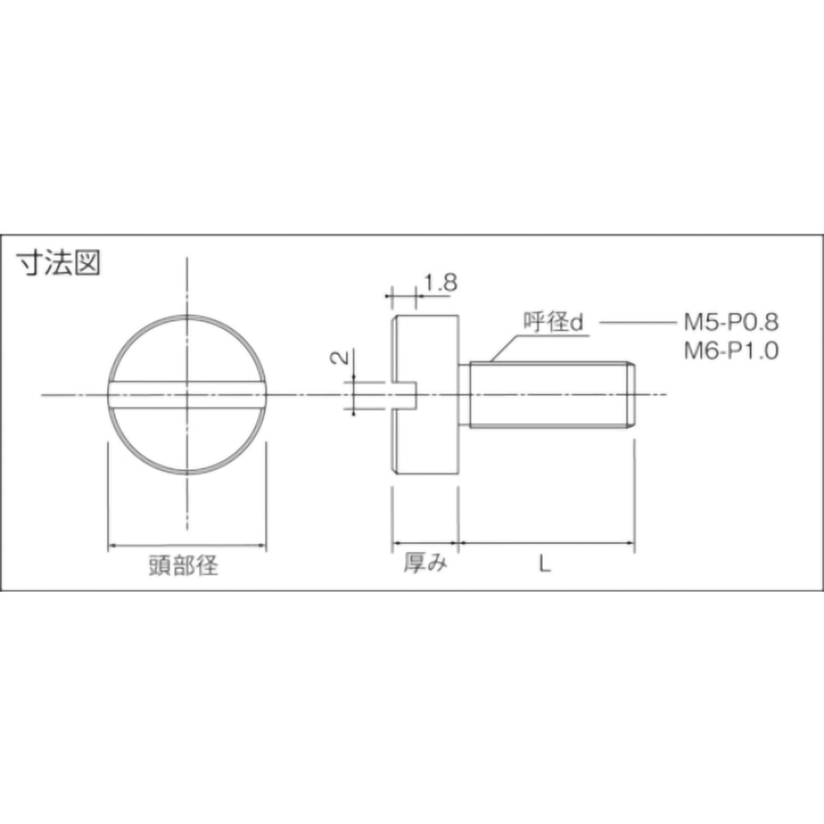 装飾平小ねじ　すり割りコイン　Ｍ５　Φ１２　Ｌ１０　１個入