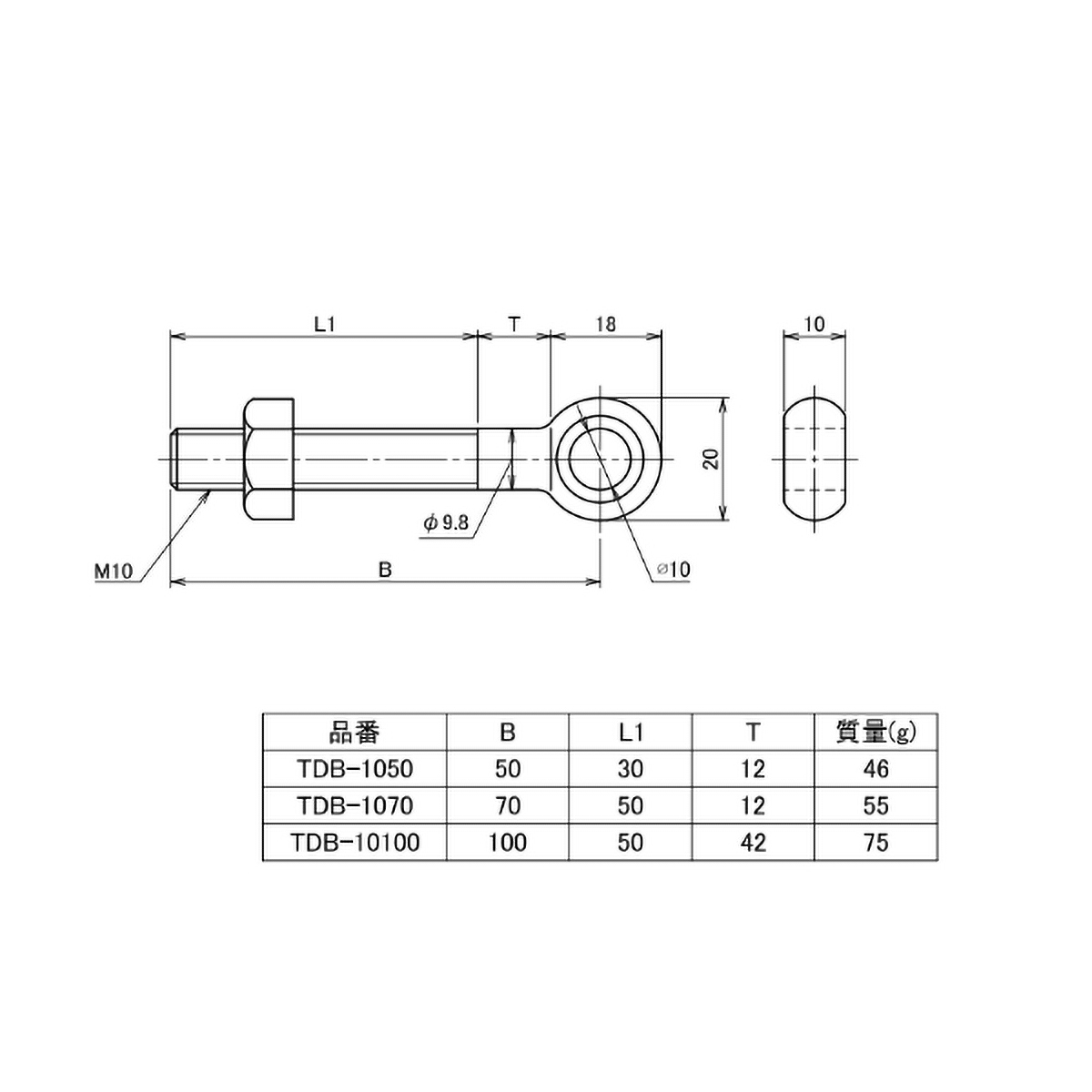 デンデンボルト　スチール　ユニクロ　Ｍ１０×７０ｍｍ