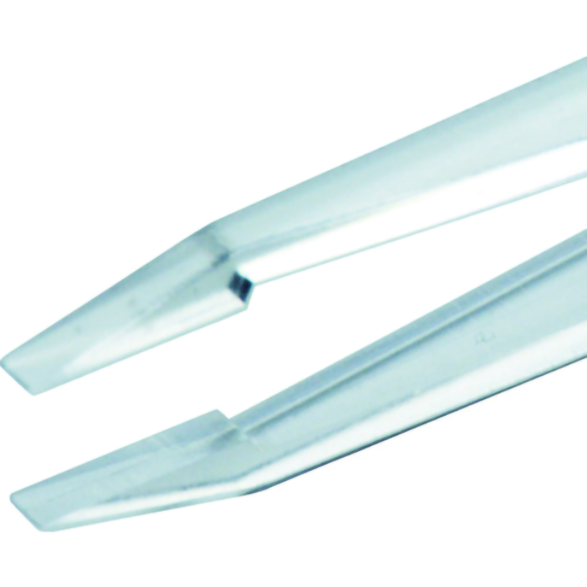 透明プラスチック製ピンセット　１２０ｍｍ　先平細型