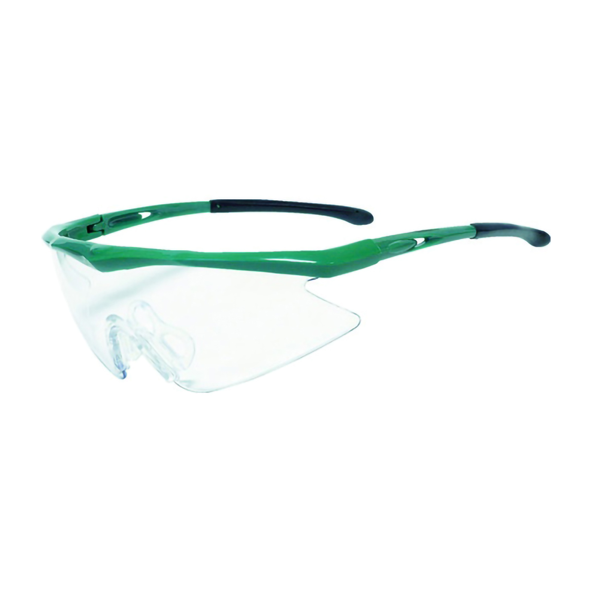 一眼型安全メガネ　フレームグリーン　レンズクリア