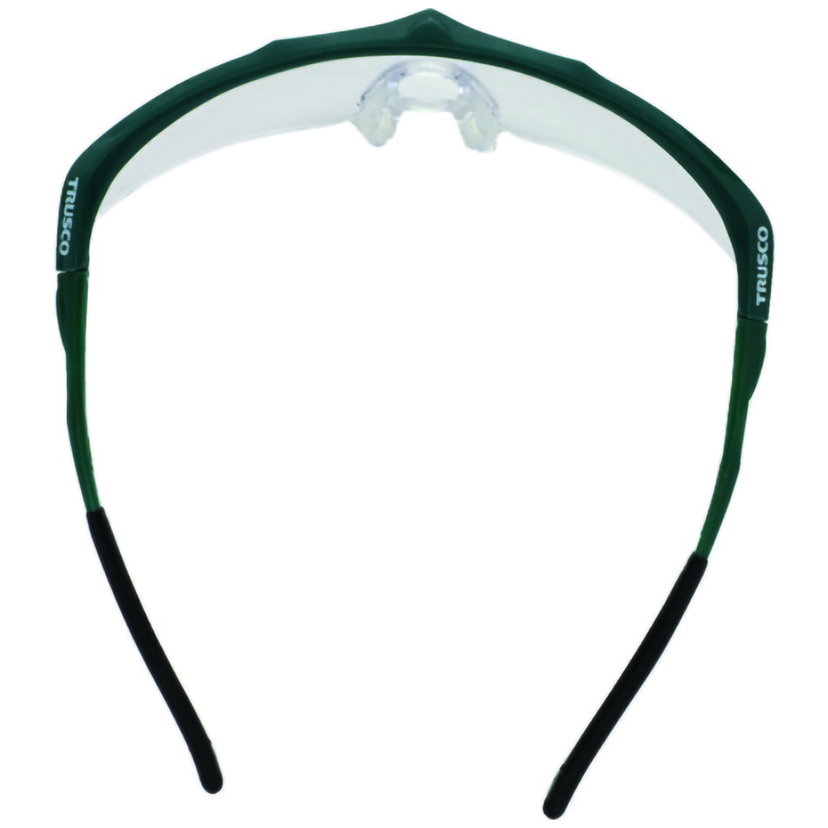一眼型安全メガネ　フレームグリーン　レンズクリア
