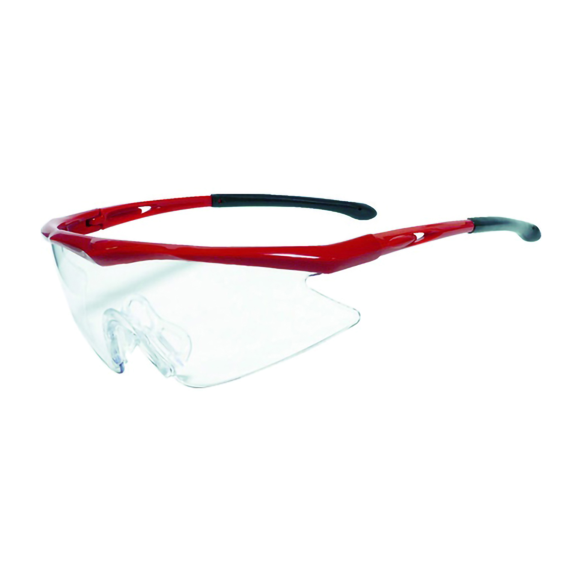 一眼型安全メガネ　フレームレッド　レンズクリア