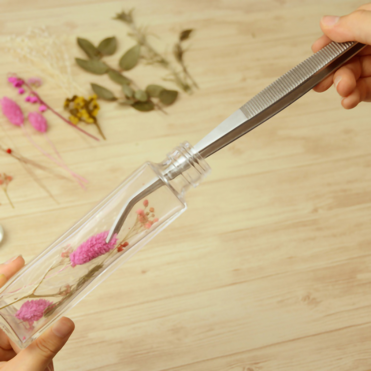 ステンレスピンセット　ロング３００ｍｍ先曲（先端ギザ）