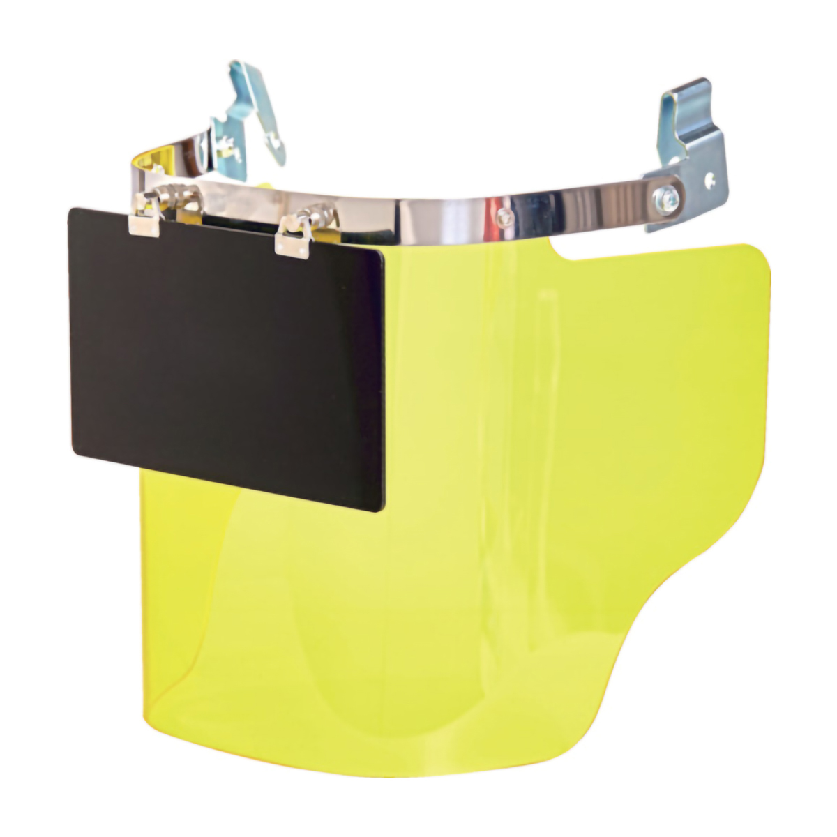ヘルメット取付型大型防災面　イエロー（前面プレートあり）