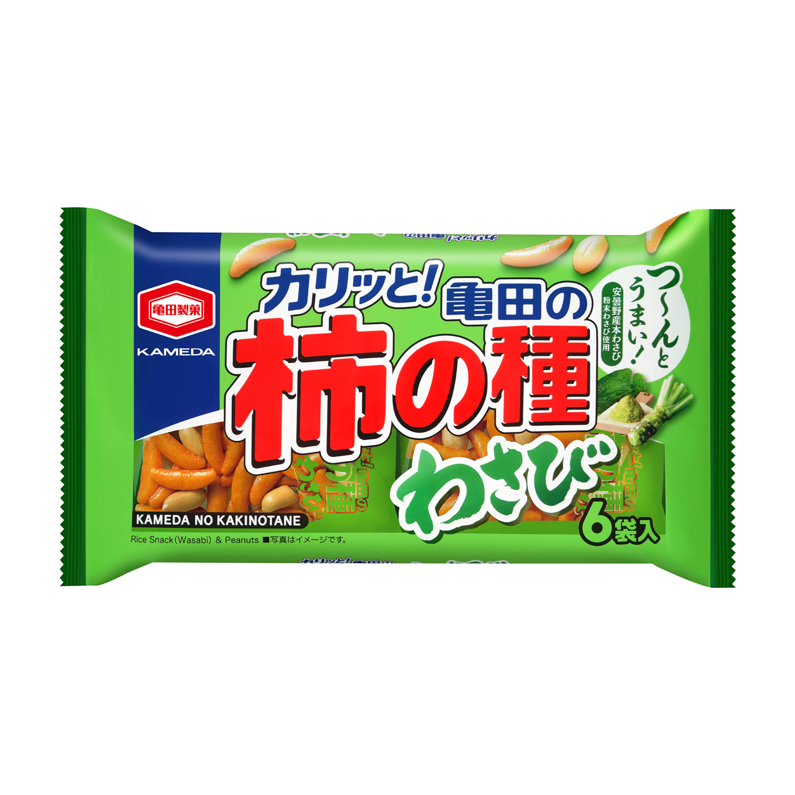 亀田の柿の種　わさび　６袋詰 250818