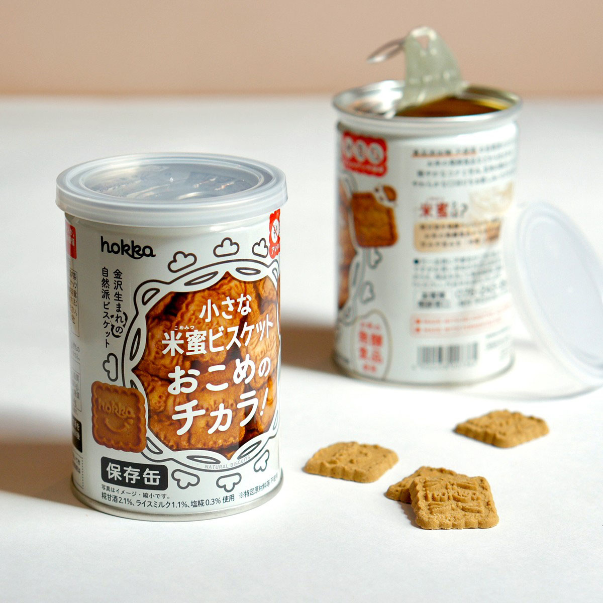 北陸製菓　米蜜ビスケットおこめのチカラ保存缶　１１０ｇ