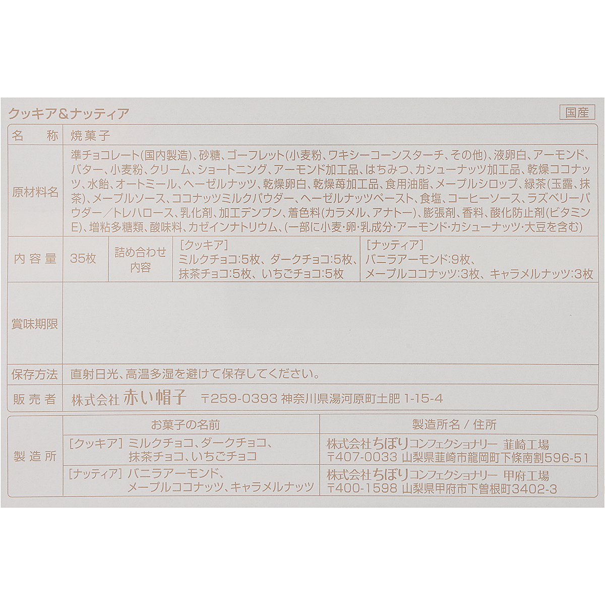 赤い帽子　クッキア＆ナッティア　３５枚