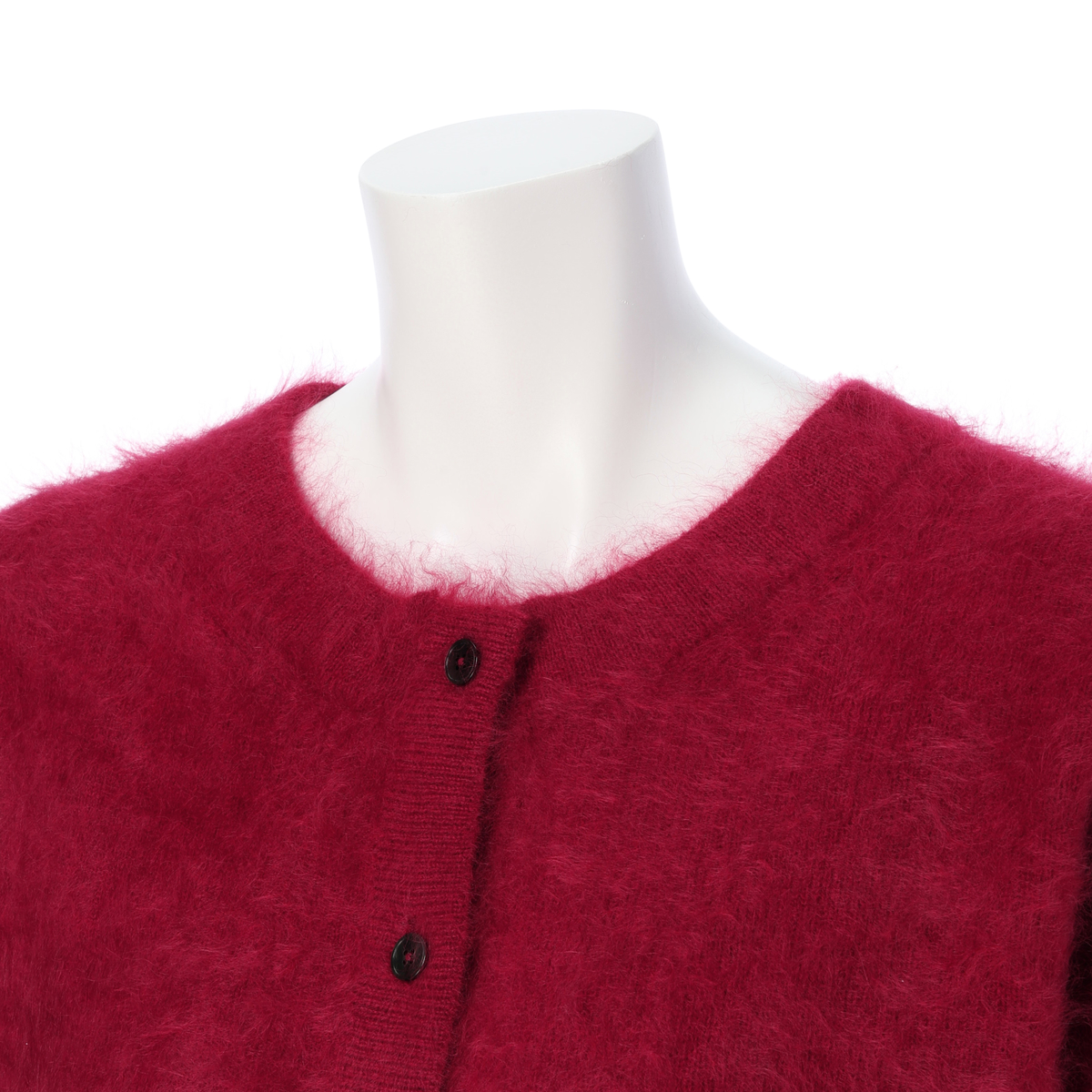 【カシミコ】ファーカシミヤ 2WAY丸首カーディガン