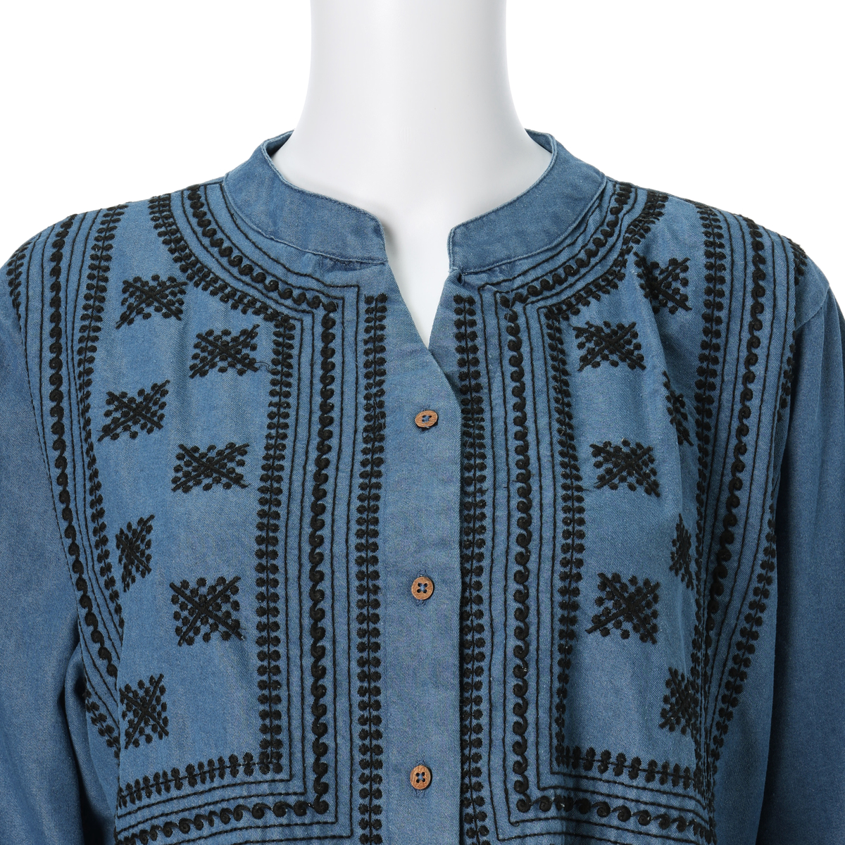 デニムフロント刺繍チュニック
